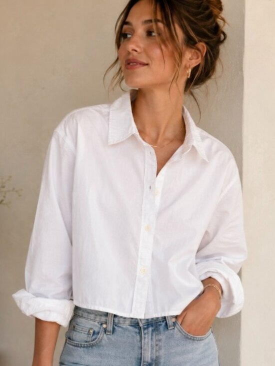 GAP Tops - Gap women's button-down blouse white size S cropped classic